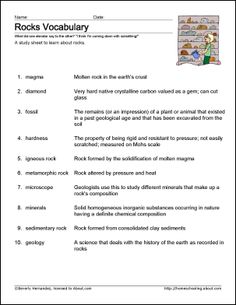 THE ROCK CYCLE Science Worksheet Resources