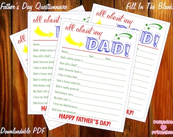 Fathers Day Questionnaire In Appealing Day Printable All